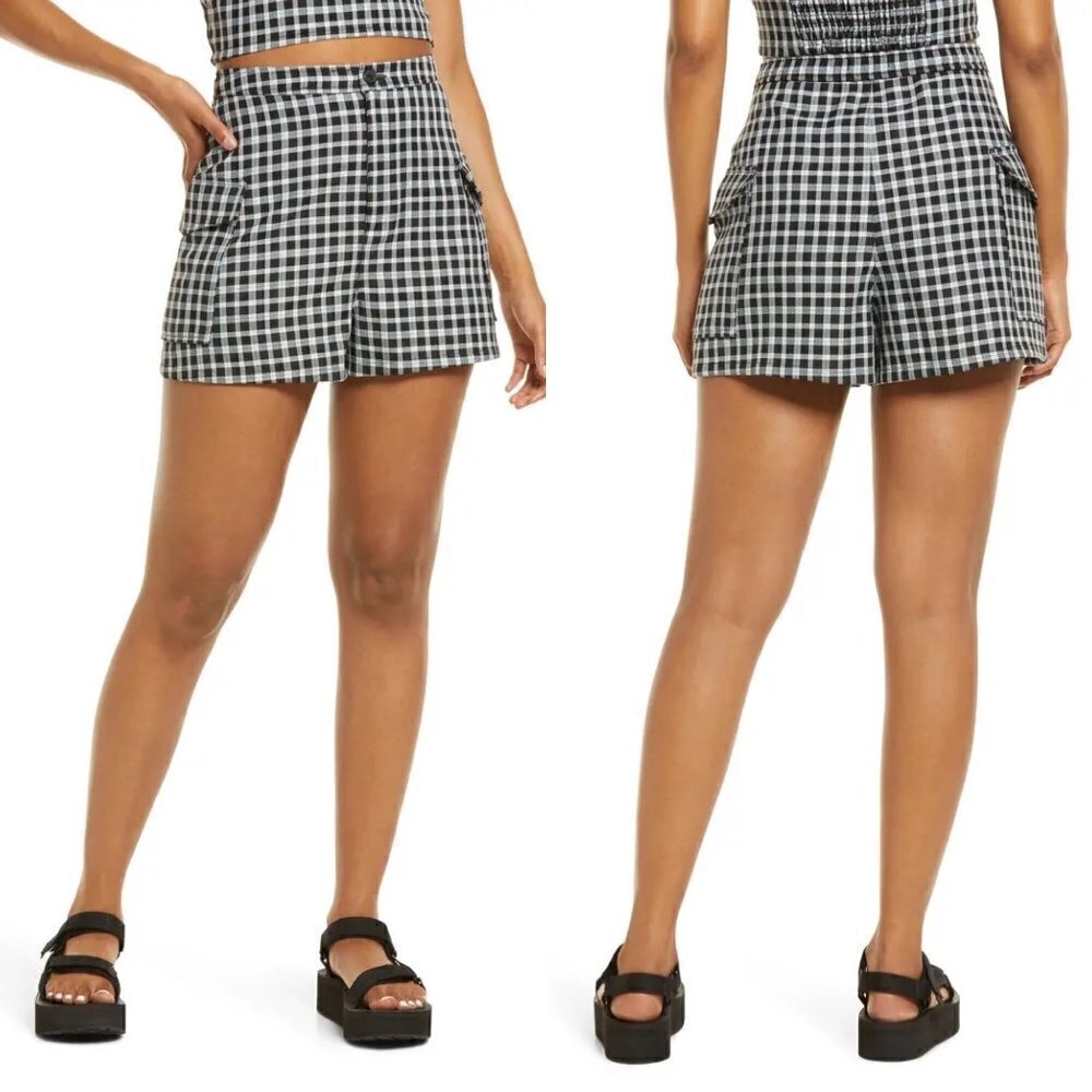 BP. Women's NWOT Blue Black Plaid Clueless High Rise Retro Pockets Shorts 3X